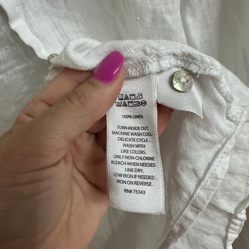 Joie 100% Linen Button Down Shirt Women S White Long Sleeve Coastal Quiet Luxury - Picture 5 of 13